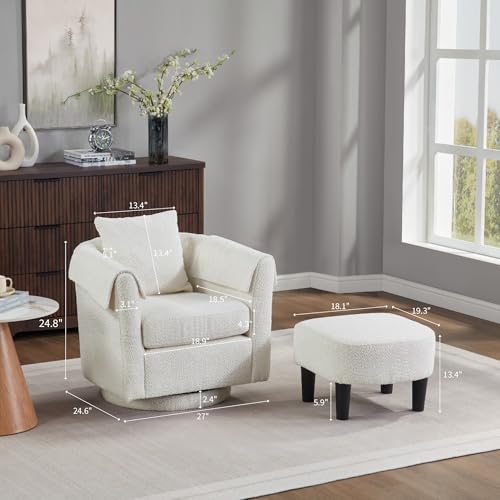 42" Oversized Swivel Barrel Chair with Storage Ottoman G74655