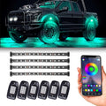 6 Pods RGB LED Rock Lights + 4Pcs RGB Interior LED Lights, Waterproof Music Colors Changing Modes APP Remote Control Neon LED Light Kit Z617501