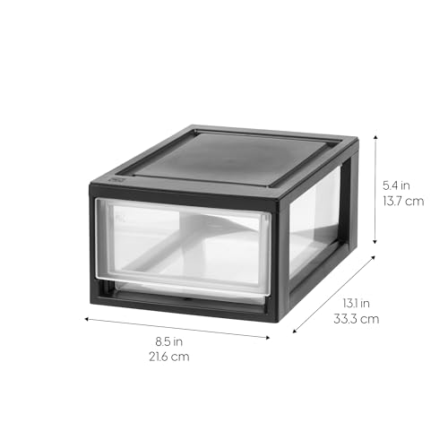 6 Qt. Plastic 4-Pack Stackable Drawer Storage Organizer, Black Z51665