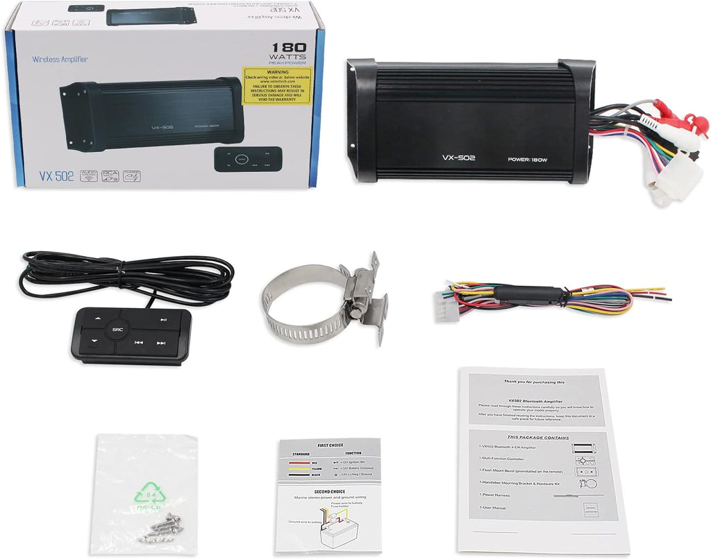 180 Watts 4 Channel Waterproof Marine Bluetooth Amplifier W34054