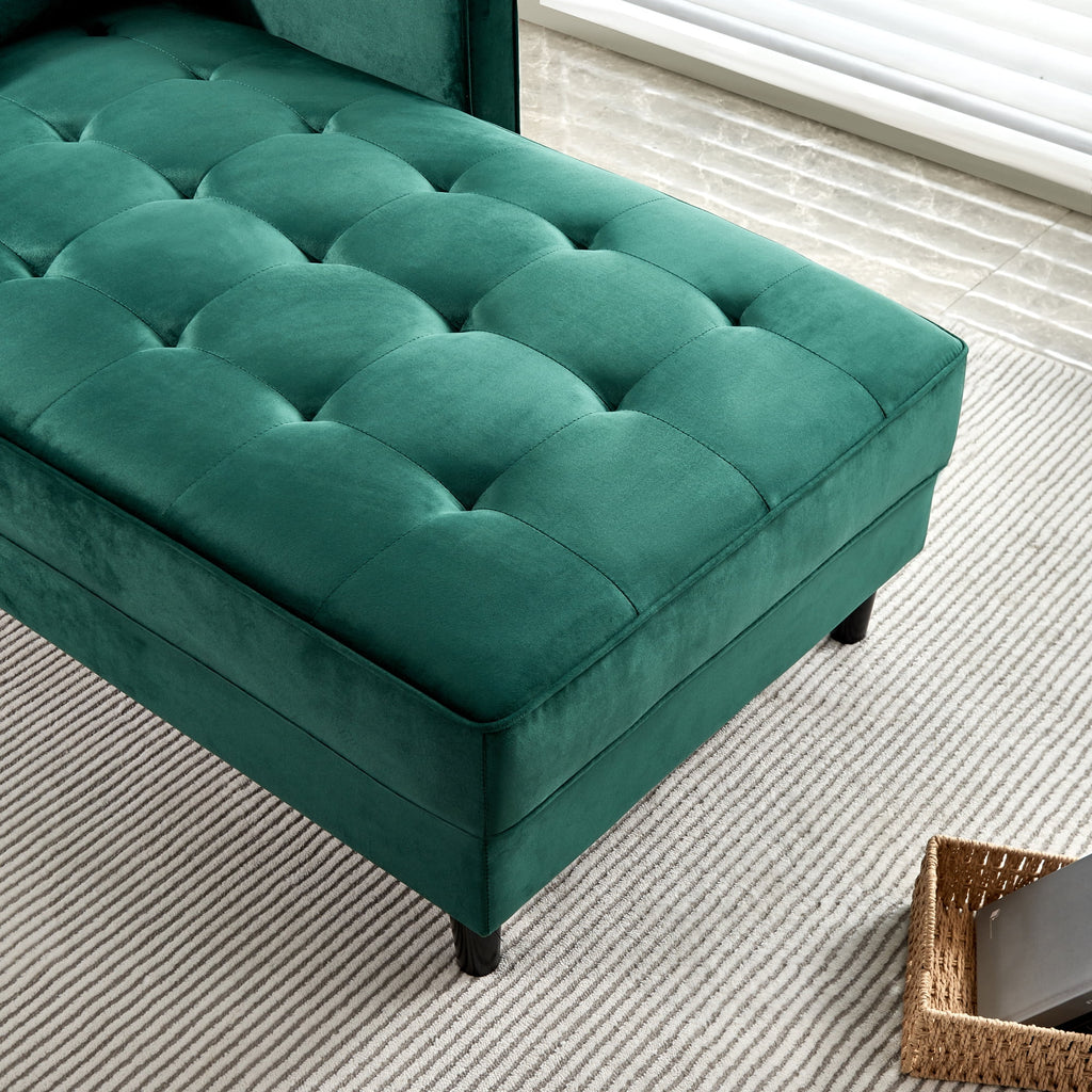 64" Green Velvet Chaise X33667