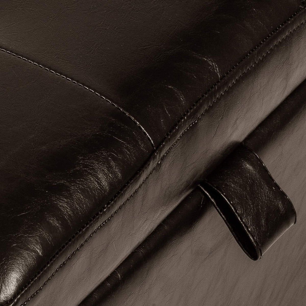 Faux-Leather Storage Ottoman with Wood Legs I96641