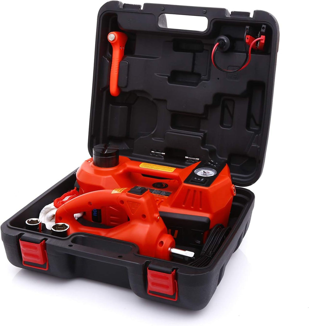 Electric Car Jack Kit, 5 Ton 12V Hydraulic with Impact Wrench and Tire Inflator Pump Q95401