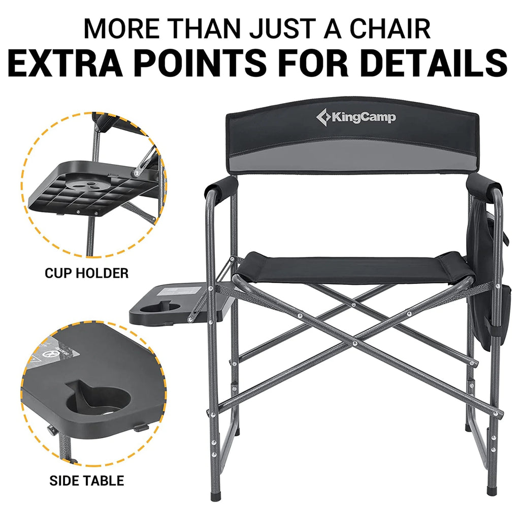 Padded Outdoor Chair with Table and Pockets, Black/Grey 2 Pack R401562