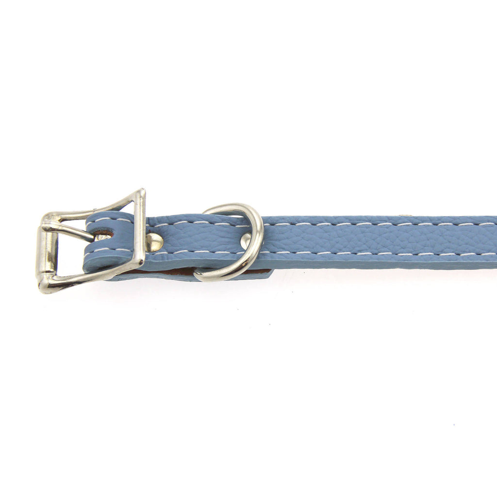 Light Blue Leather Dog Collar H4987