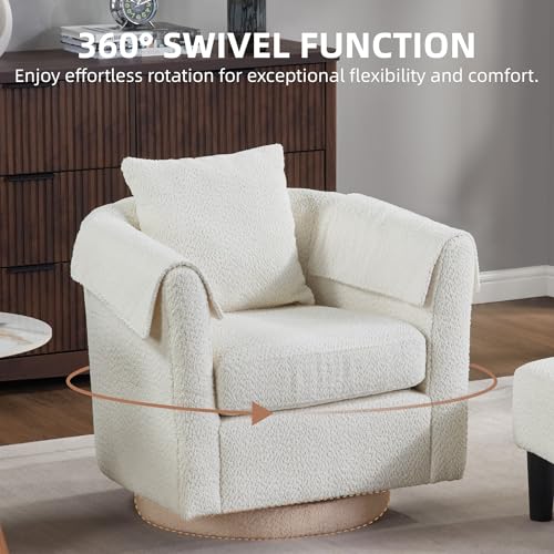 42" Oversized Swivel Barrel Chair with Storage Ottoman G74655