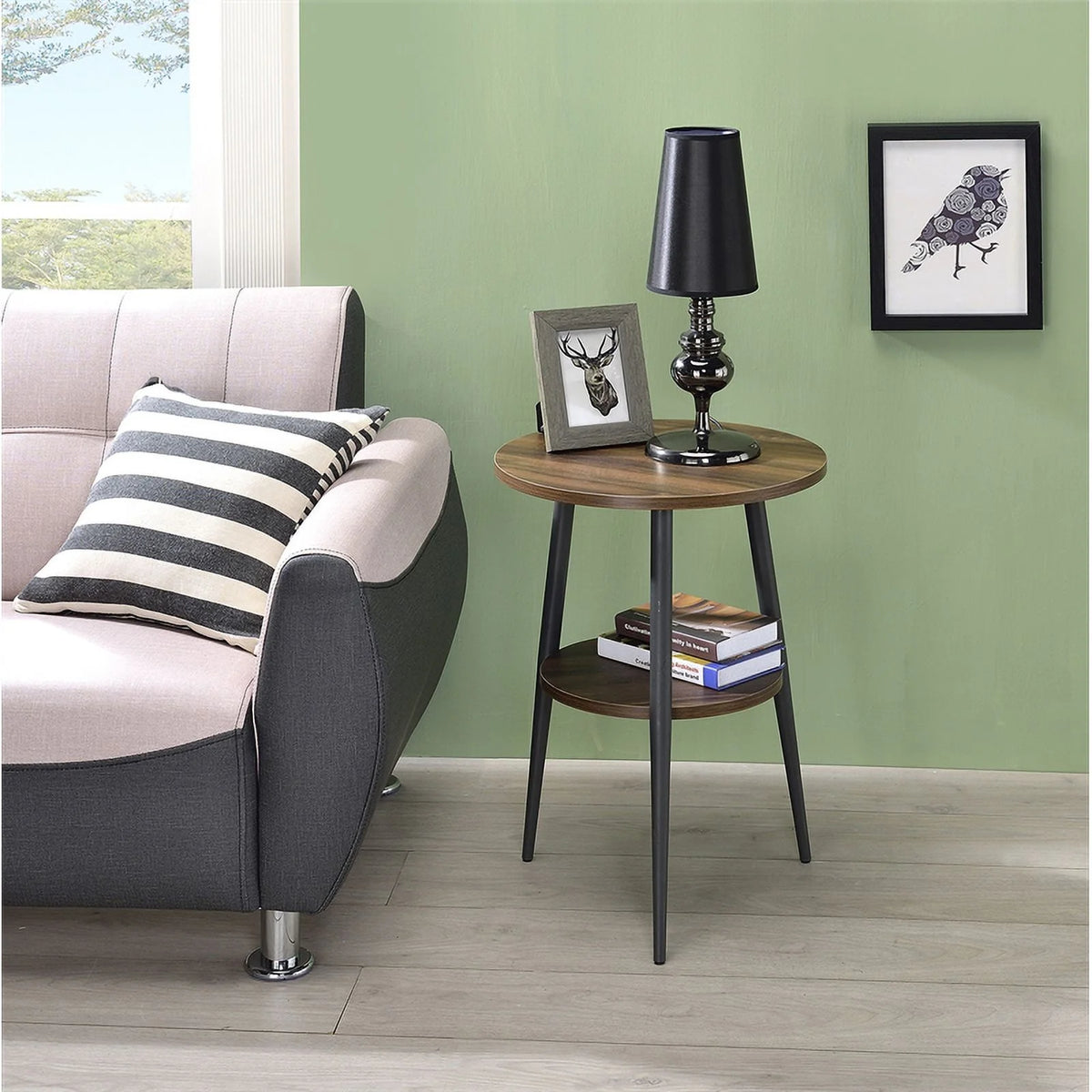 2-Tier Round Wood End Table W55541