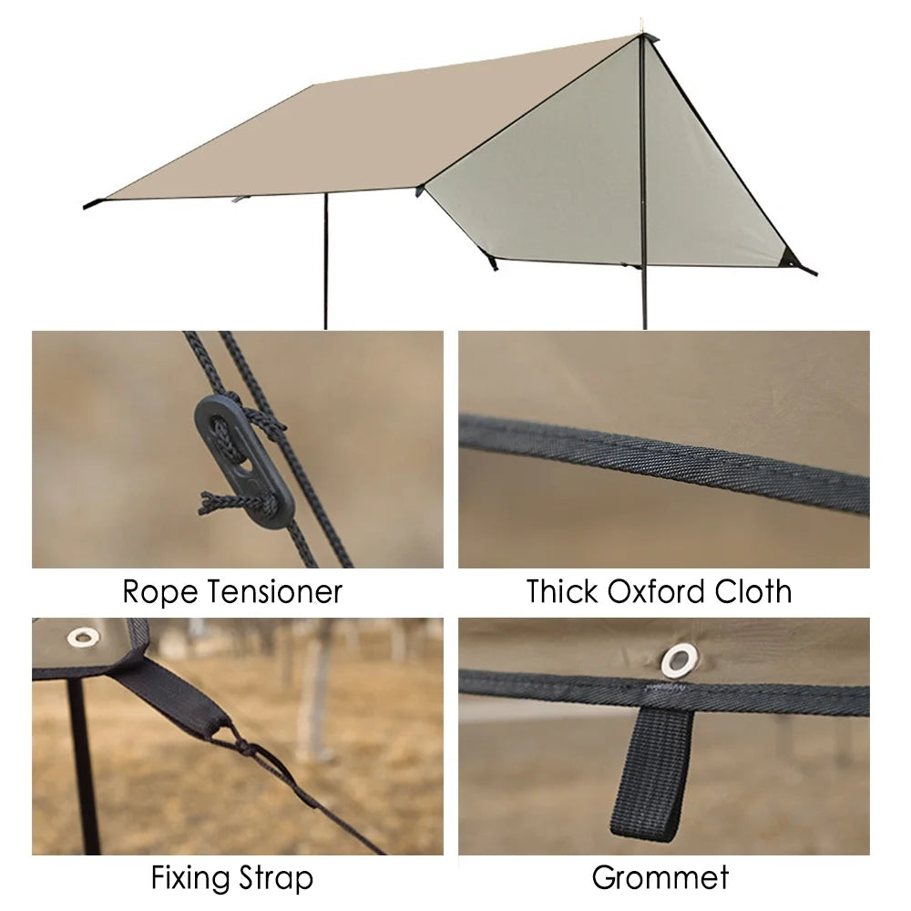 Camping Awning Tarp with Poles Waterproof Sun Shade G2001