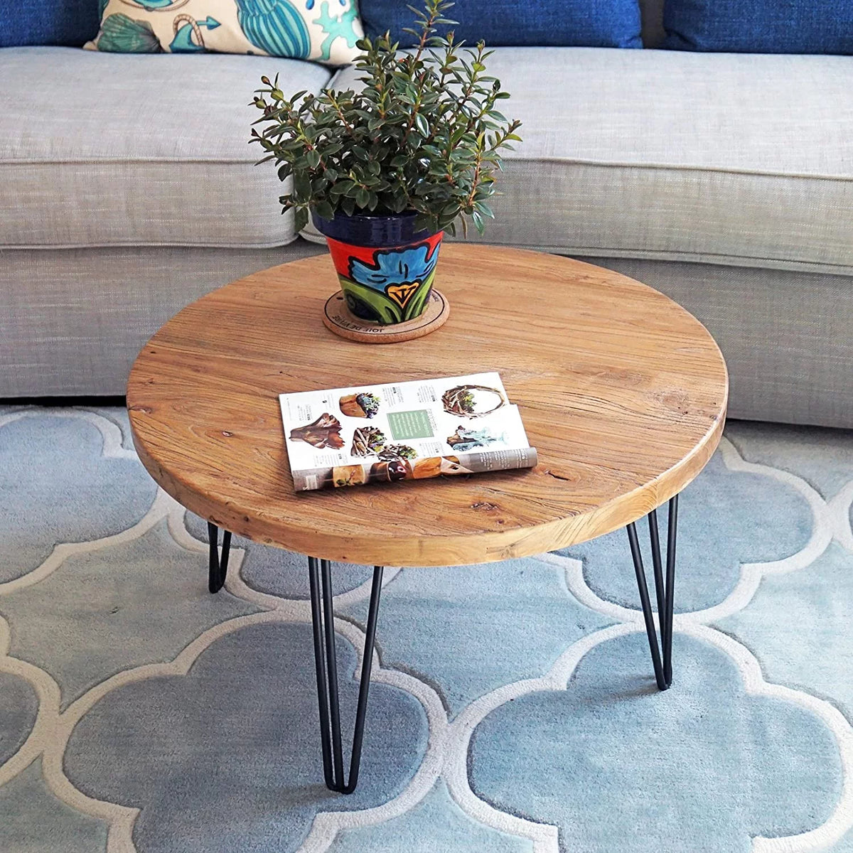 Round Old Elm Wooden Coffee Table C63771