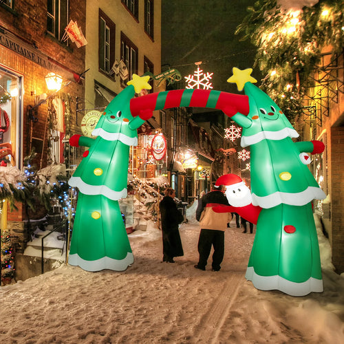 11FT Inflatable Christmas Tree Arch with Santa Claus LED Lights Y9366