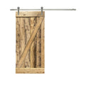 Weather Oak Stained Wood Interior Sliding Barn Door with Hardware Kit L264