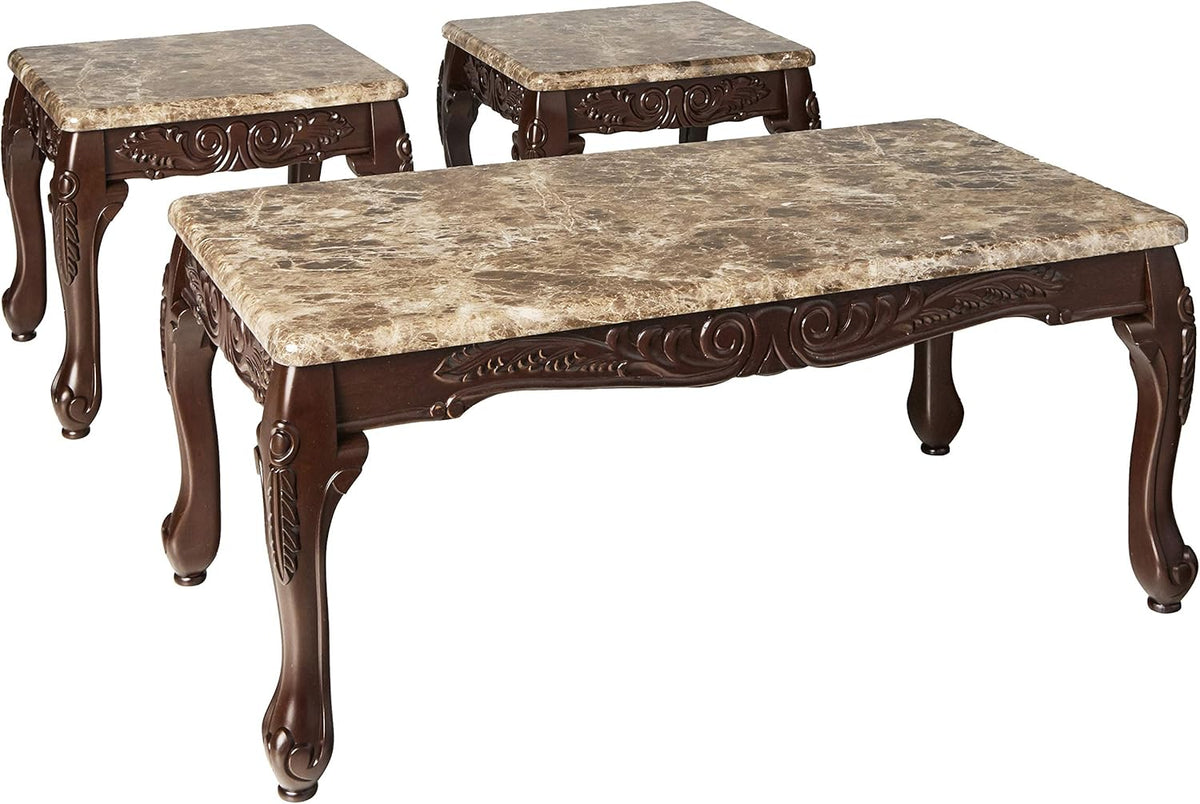3-Piece Faux Marble Top Accent Tables Set M343