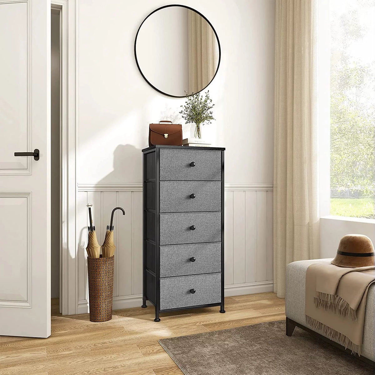 5 Drawer Narrow Tower Dresser with MDF Top C32144