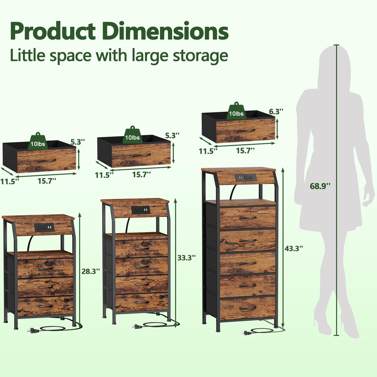 4 Drawer Night Stand with Charging Station S231146