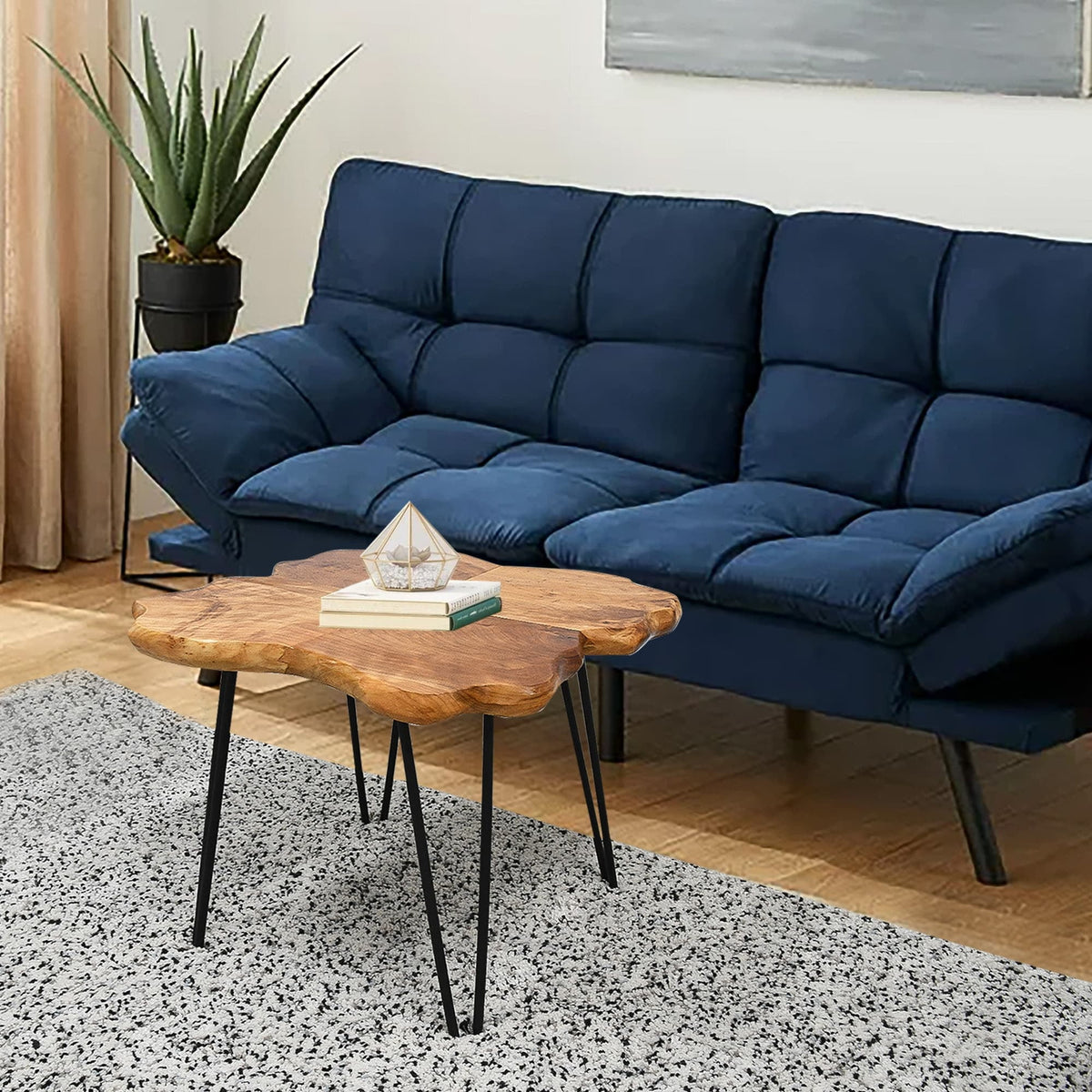 Live Edge Wood Coffee Table with Hairpin Legs Natural 21'' G9052
