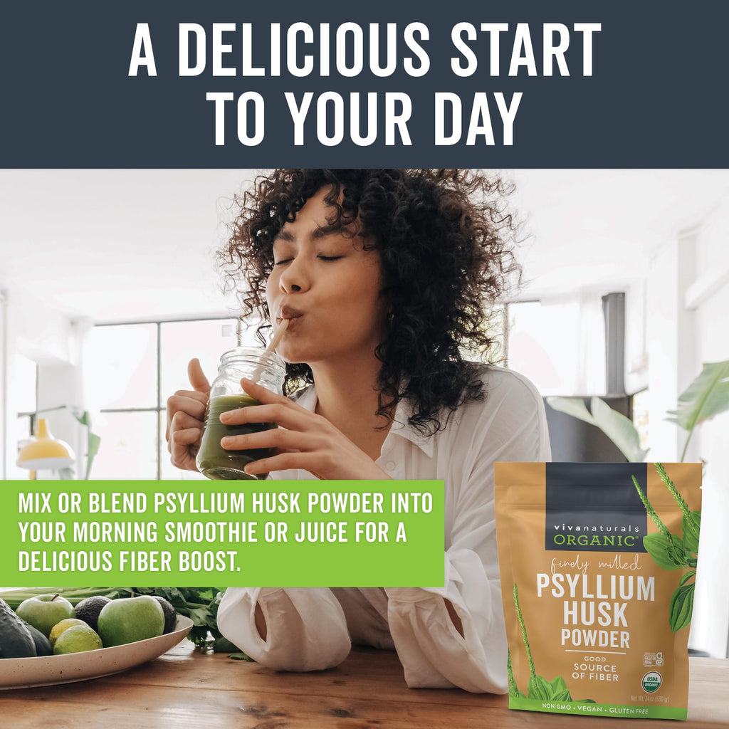 24 oz Organic Psyllium Husk Powder and 100 Count Medicated Cooling Pads D27454
