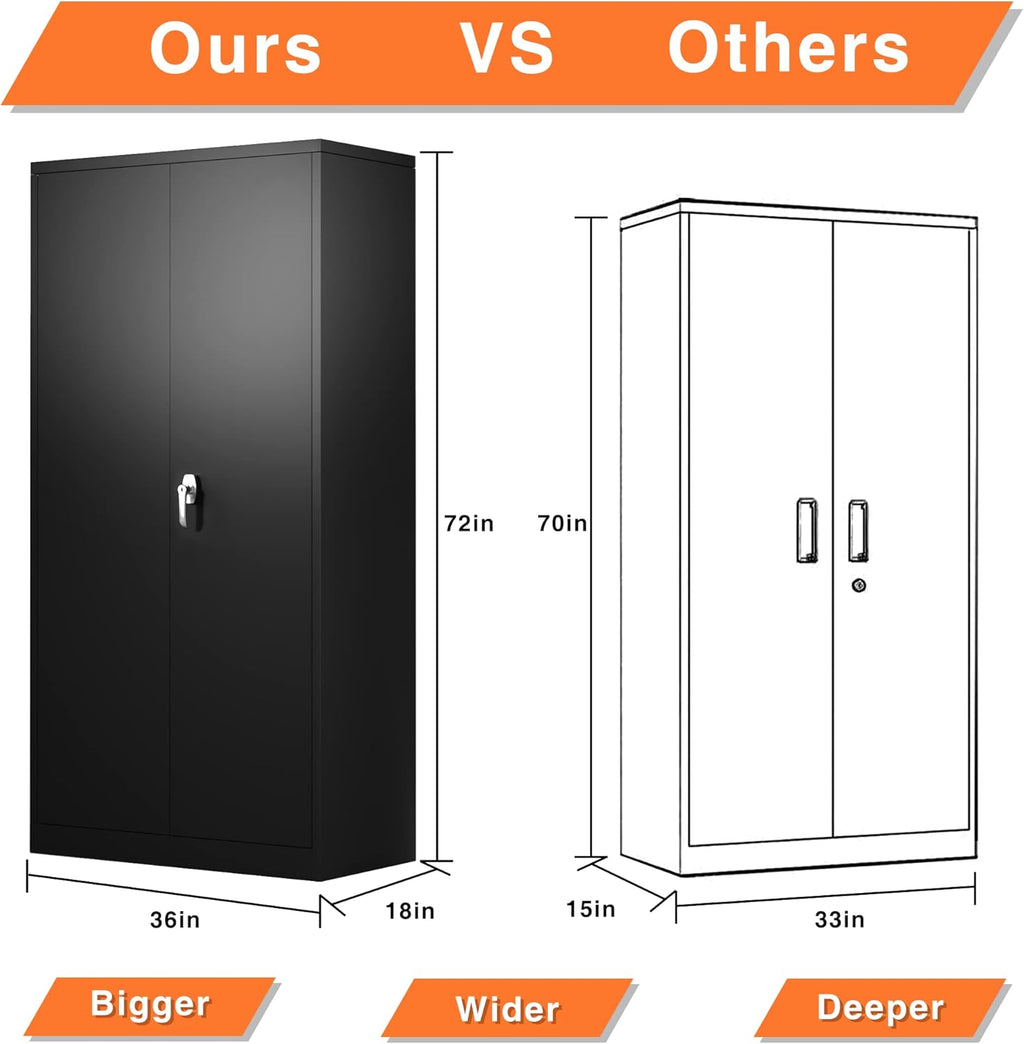 72'' Metal Storage Cabinet with 4 Adjustable Shelves W1425