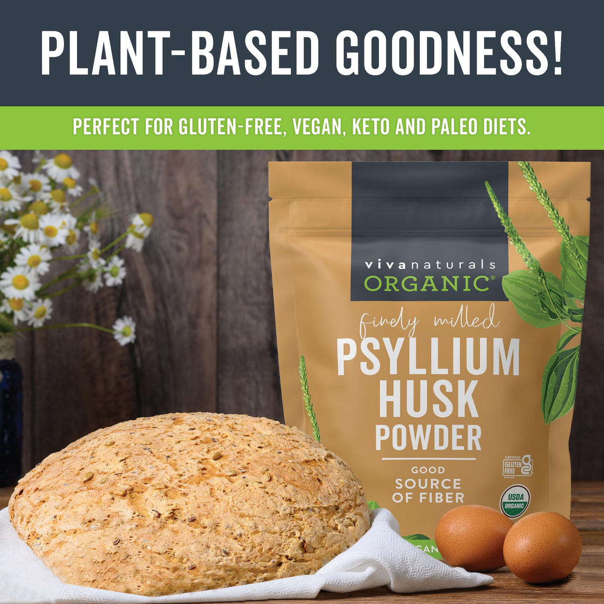 24 oz Organic Psyllium Husk Powder and 100 Count Medicated Cooling Pads D27454