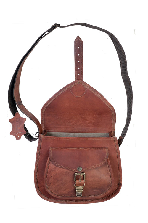 Brown Leather Crossbody Satchel with Adjustable Strap Q2676