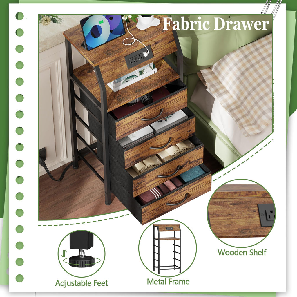 4 Drawer Night Stand with Charging Station S231146