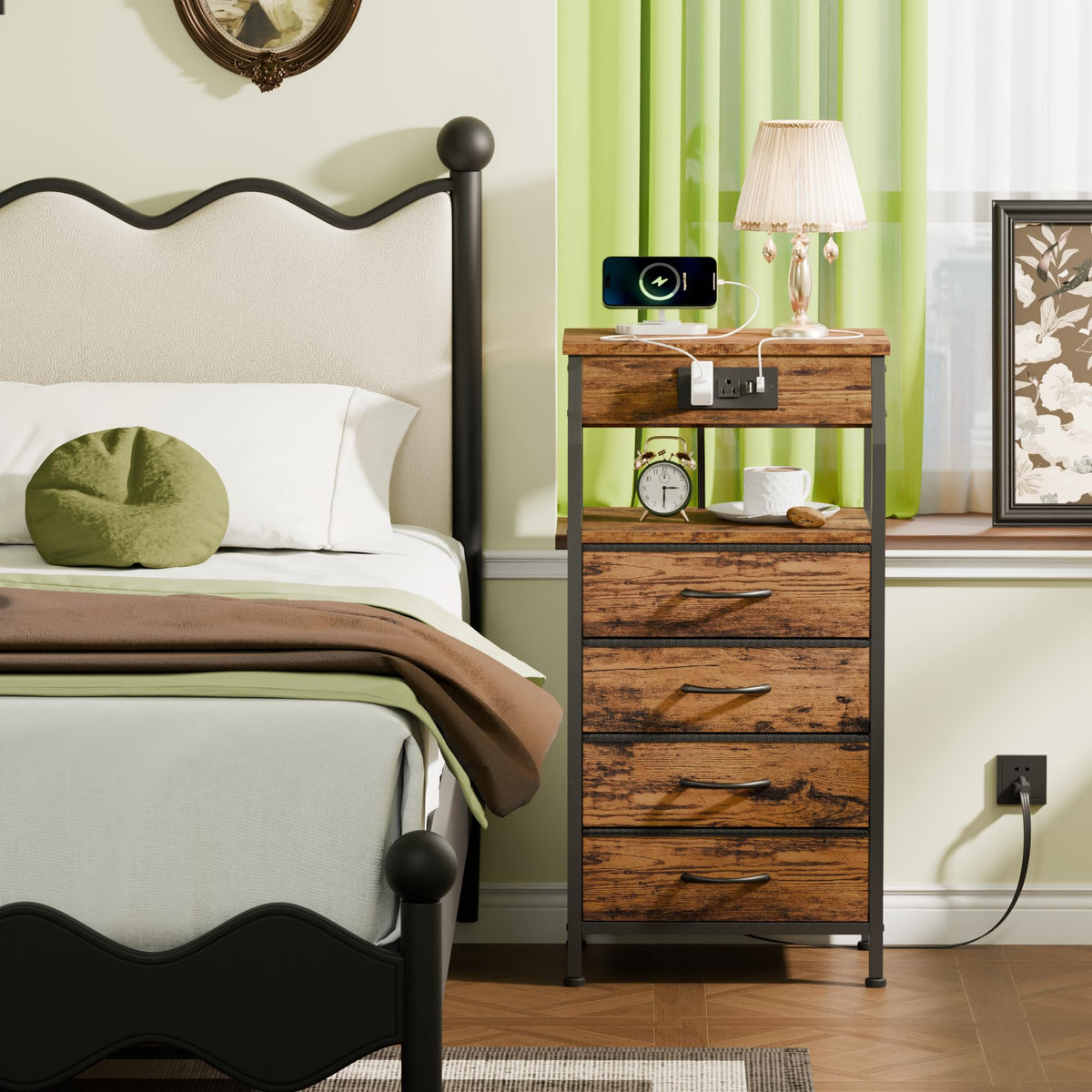 4 Drawer Night Stand with Charging Station S231146