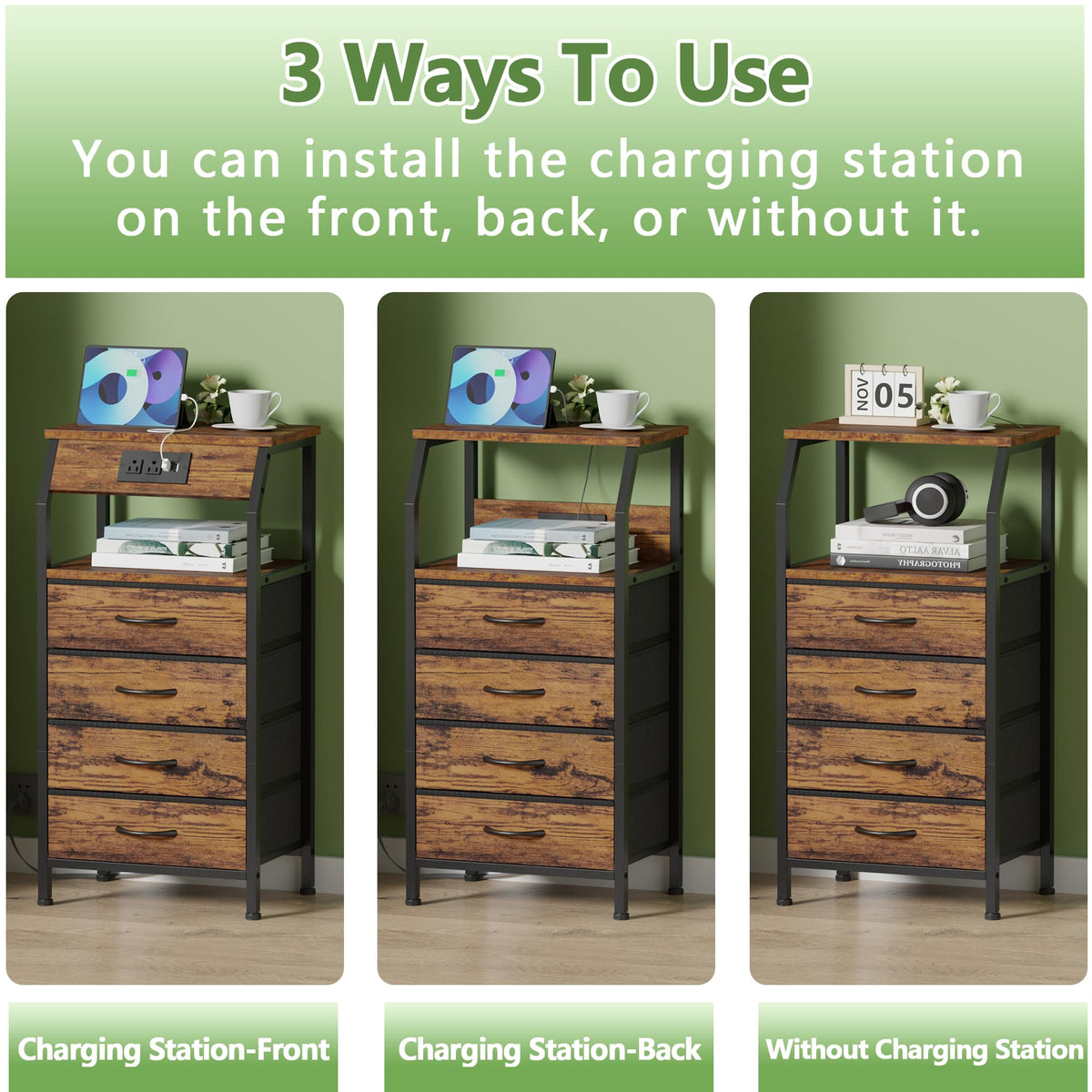 4 Drawer Night Stand with Charging Station S231146