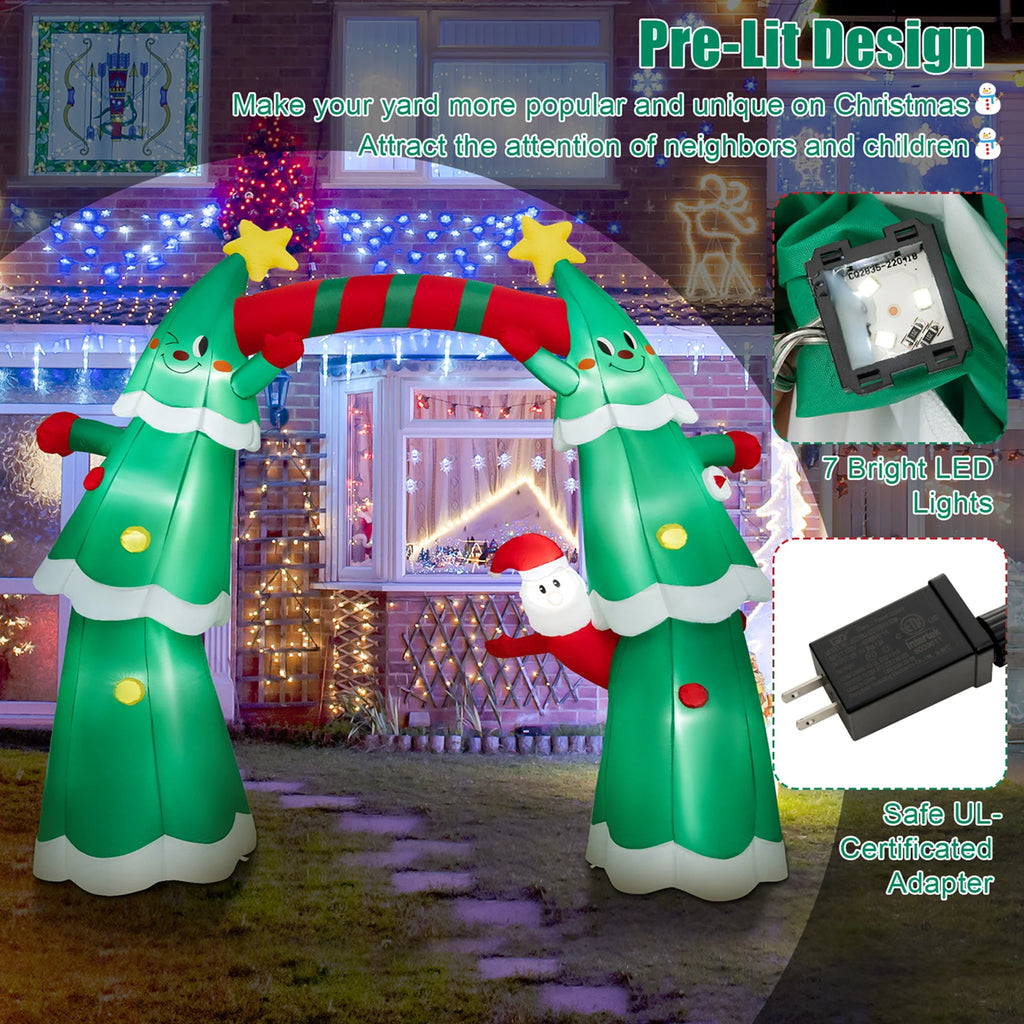 11FT Inflatable Christmas Tree Arch with Santa Claus LED Lights Y9366