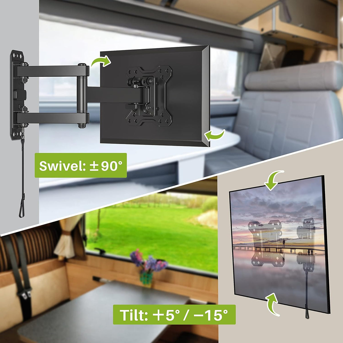 Lockable RV TV Mount for 10-26 Inch Flat Screens, Pack of 2 E2344