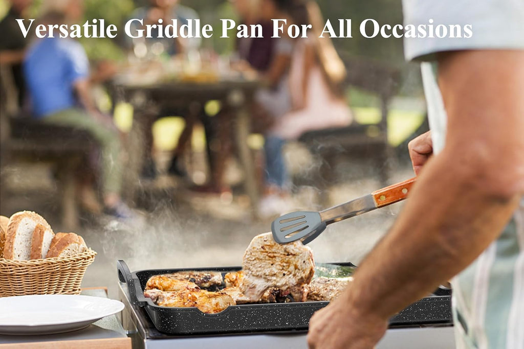 Nonstick 16.5"x12.0" Double Burner Granite Griddle Pan I674210