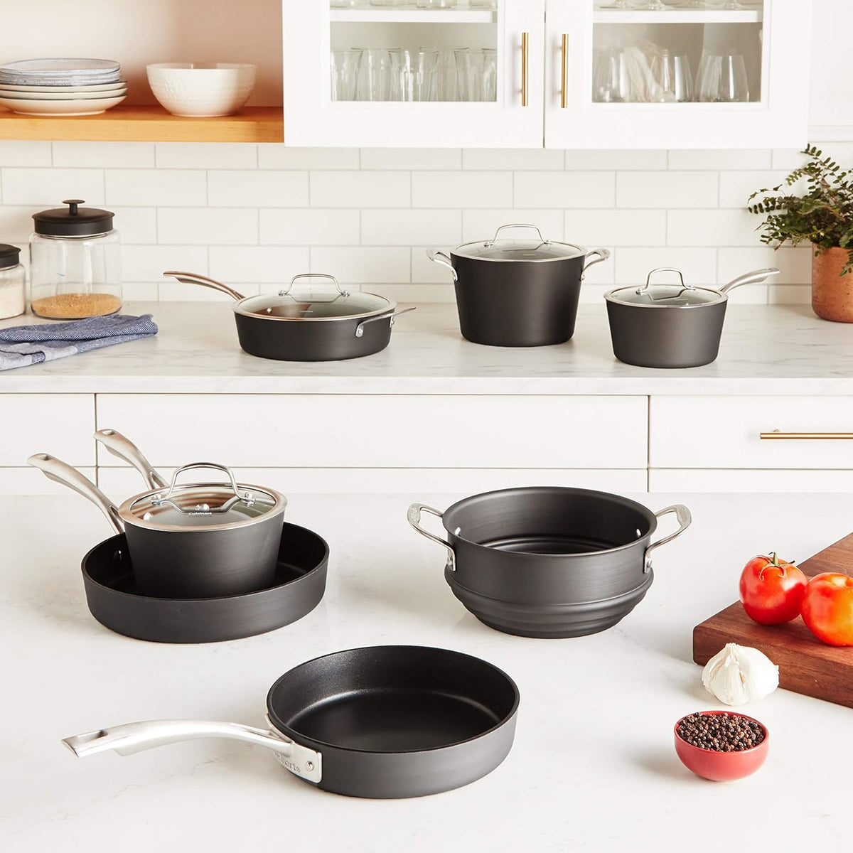 Conical Hard Anodized Cookware Set, Black N36765