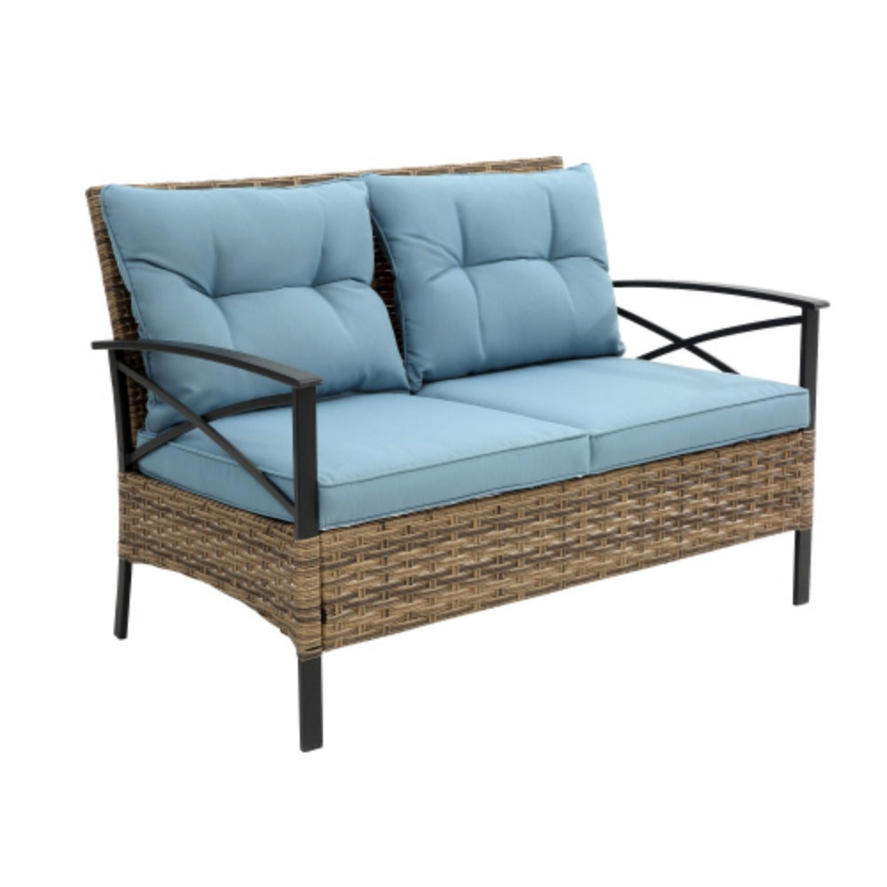 4 Piece Rattan Wicker Outdoor Corner Sofa Set with Cushion K444575