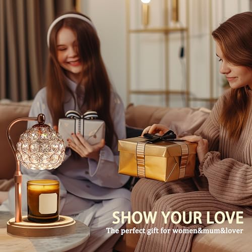 Candle Warmer Lamp with Timer, Adjustable Height, Dimmable, Natural Wood Base F239913