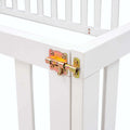 Wood Floor Bed Frame with Fence and Door White Full Size N208137