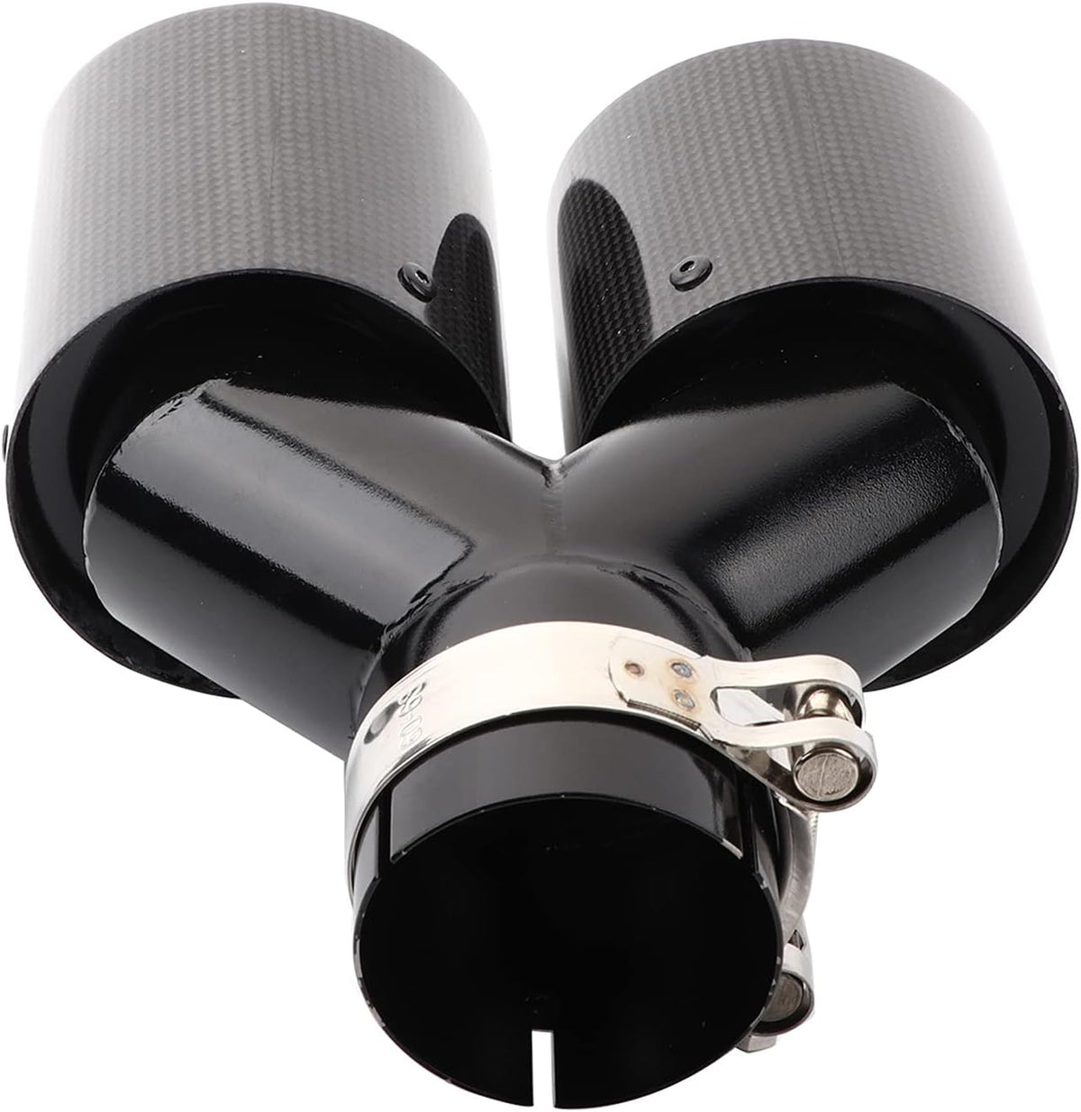 Carbon Fiber Exhaust Pipe Universal Dual Tail Crimping Throat Y-Pipe Auto Car Black O42891