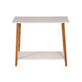 White 2-Tier Solid Bamboo Console Table U2402