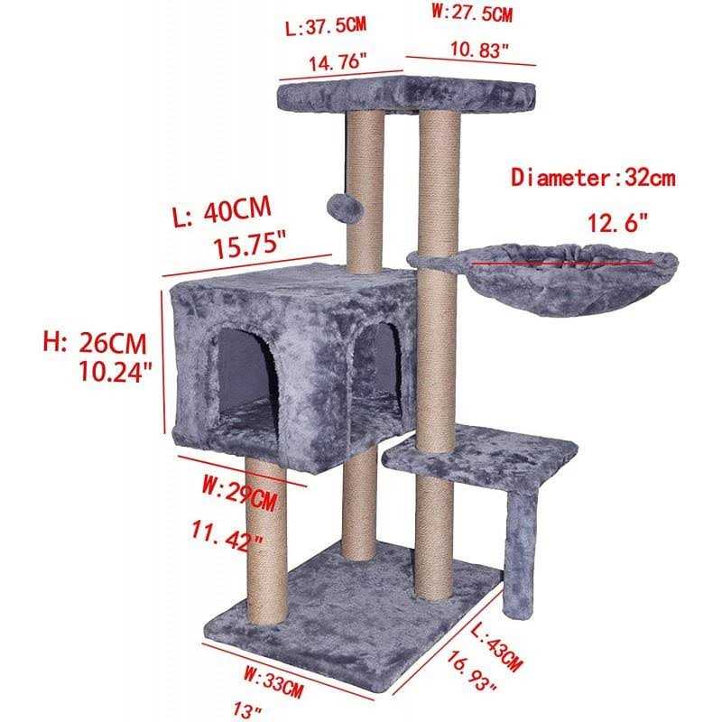 Cat Tree with Scratching Toy Grey Y623821
