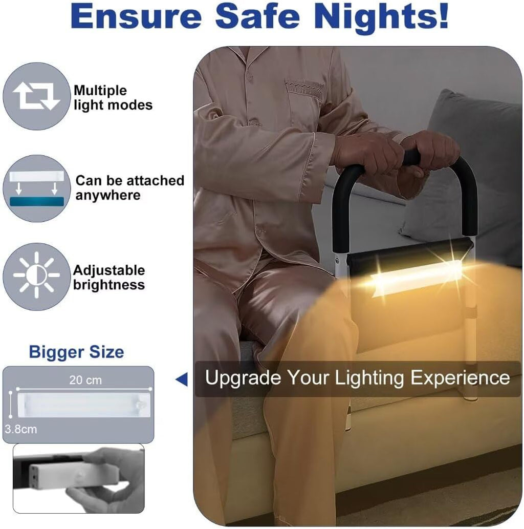 Bed Rail with Motion Light, Non-Slip Handle, Storage Pocket M217259