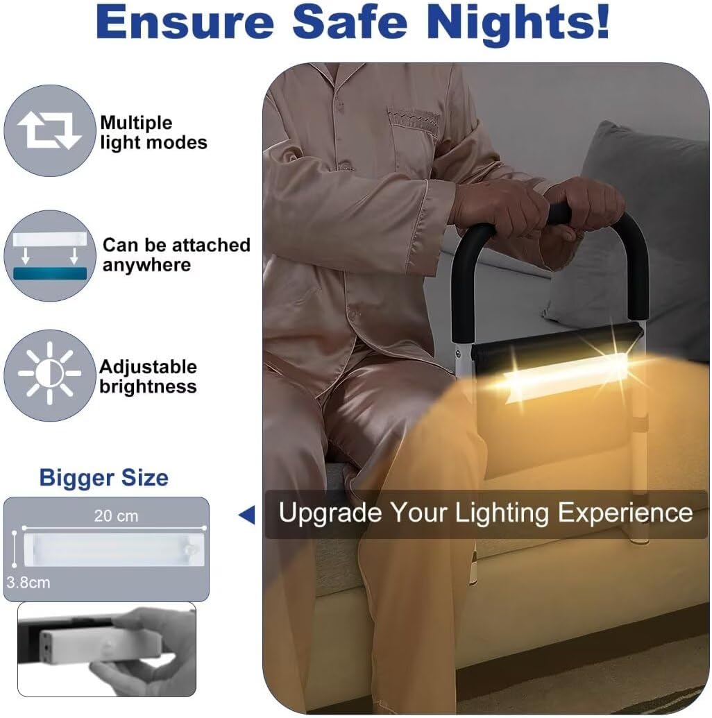 Bed Rail with Motion Light, Non-Slip Handle, Storage Pocket M217259