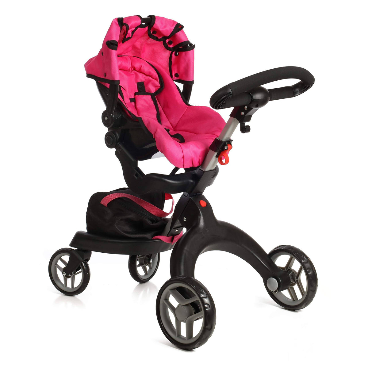 Doll Stroller with Swiveling Wheels and Adjustable Handle, 31x22 Tall, Carriage Bag Included M3605