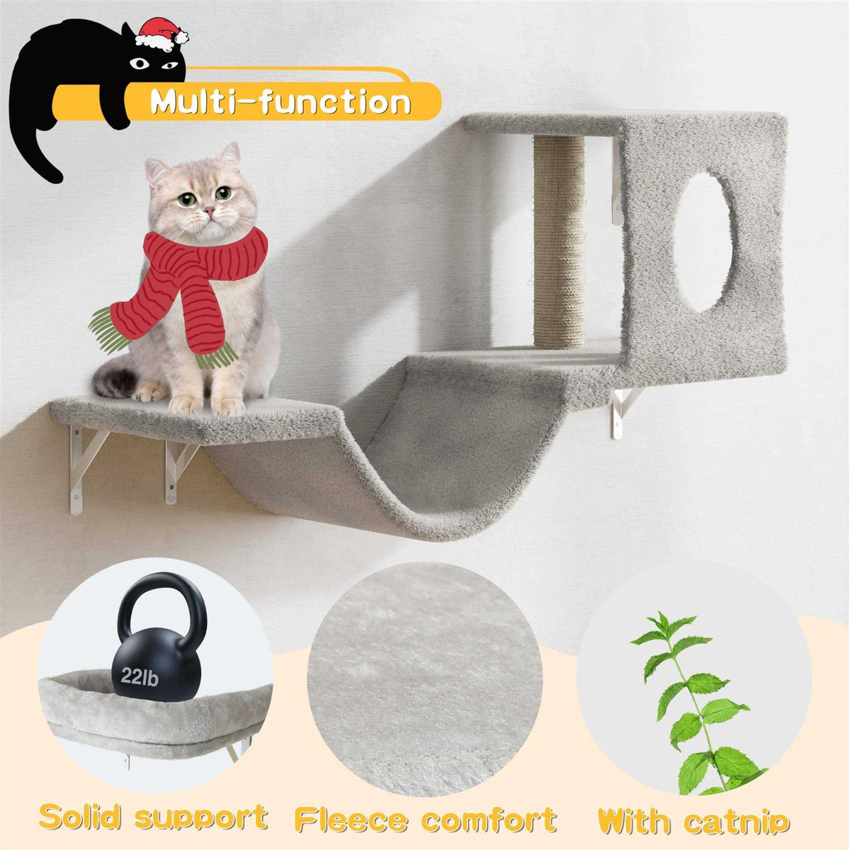 6 Pcs Wall-Mounted Cat Shelves U209