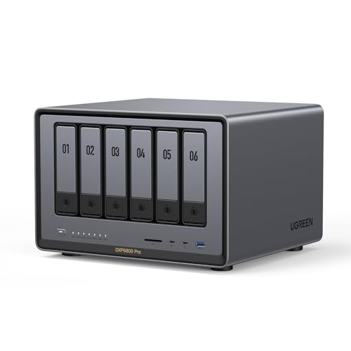 6-Bay Desktop NAS, Intel i5 1235u 10-Core CPU, 8GB DDR5 RAM, 128G SSD, 2 * 10GbE, 2 * M.2 NVMe Slots, 8K HDMI, 2 * TBT4, Network Attached Storage W72737
