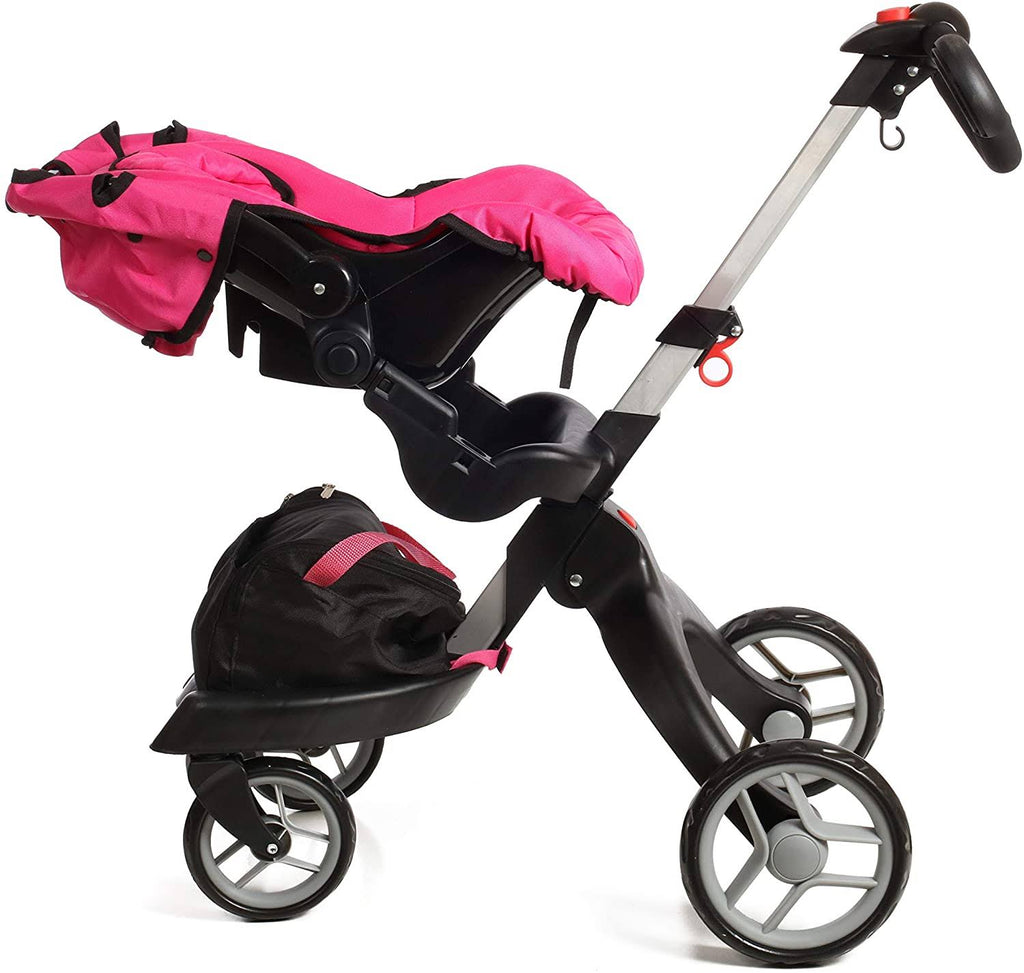 Doll Stroller with Swiveling Wheels and Adjustable Handle, 31x22 Tall, Carriage Bag Included M3605