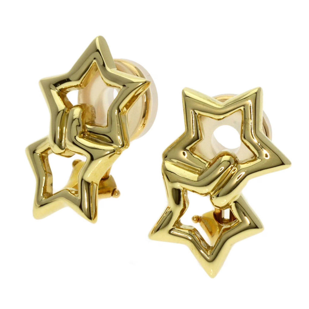 Double Star Earrings K18 Yellow Gold V501