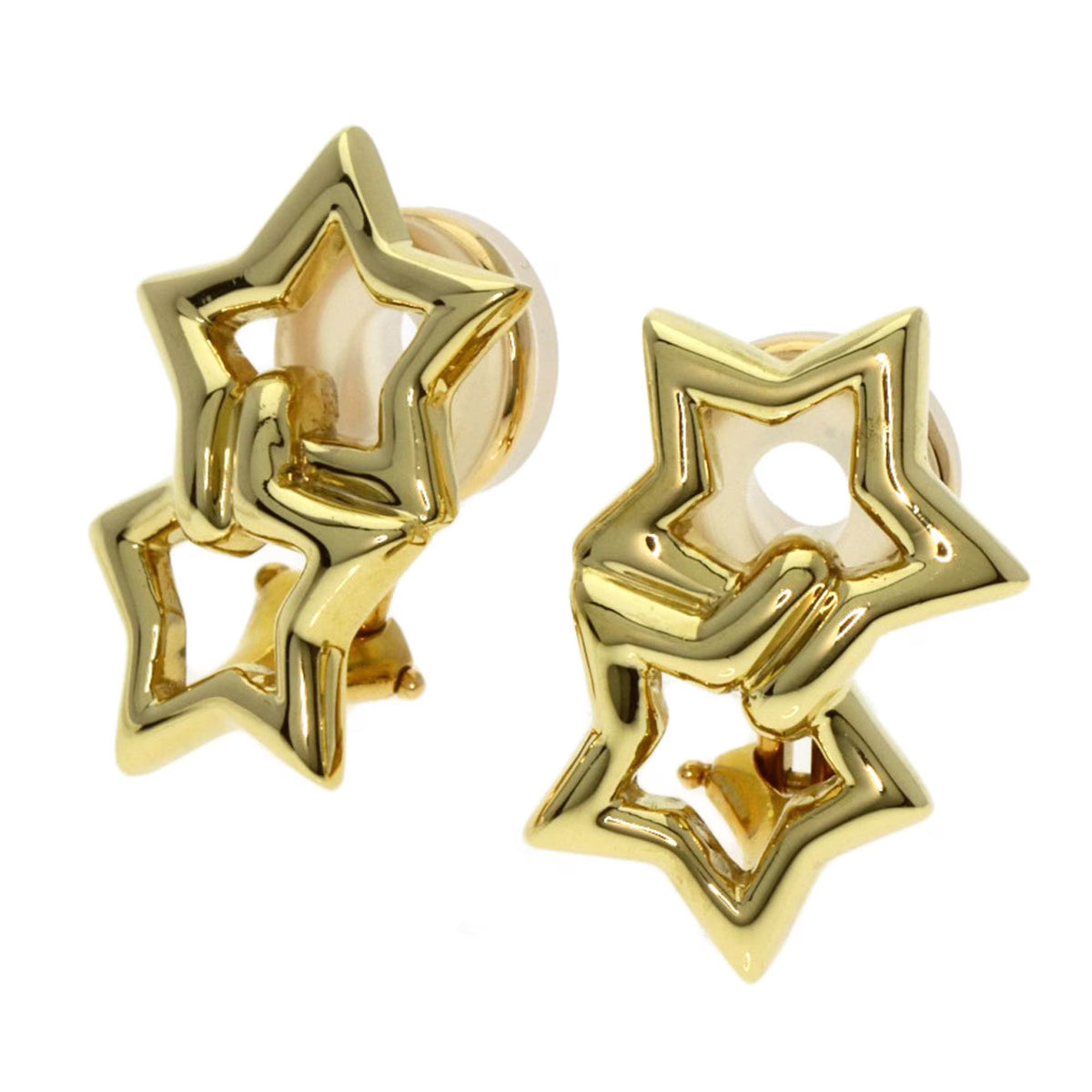 Double Star Earrings K18 Yellow Gold V501