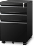 White 3 Drawer Mobile File Cabinet with Lock C907