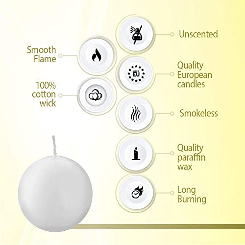 10 Count White Ball Candles - 2.75 Inches Unscented Candle Set Z38318