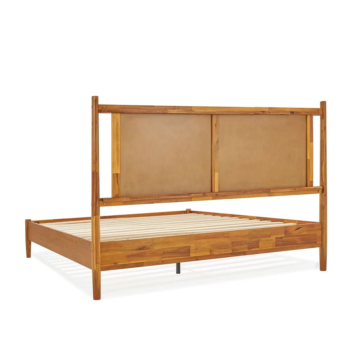 47" Queen Platform Bed Frame with Rattan Headboard G73008