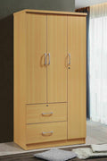 Light Brown 3-Door 2-Drawer Wardrobe Cabinet K958336