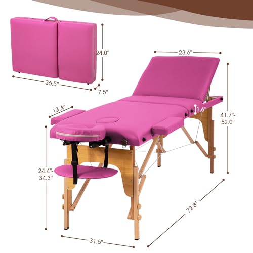 24 inch Wide Folding Height Adjustable Massage Table with Non-Woven Bag T1638