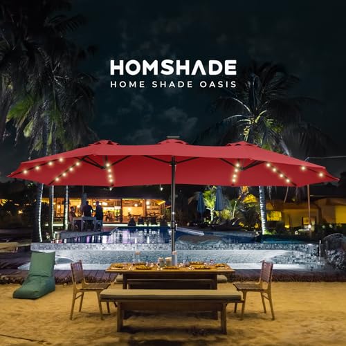 15ft Solar Lights LED Lighted Outdoor Extra Large Market Table Umbrella K2843